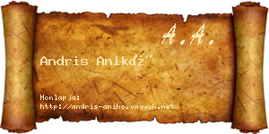 Andris Anikó névjegykártya